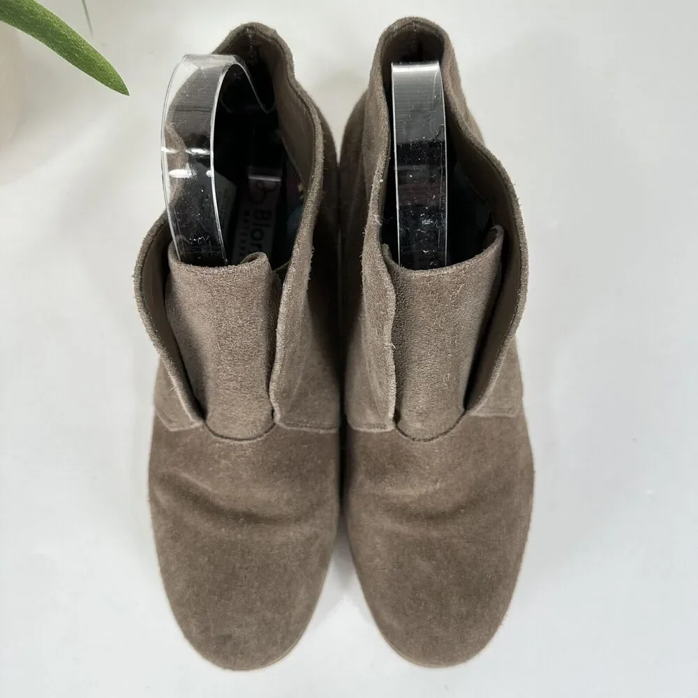 Blondo Verona Tan Suede Ankle Boots Slip On Waterproof Block Heel Women Size 7.5 - Picture 3 of 8